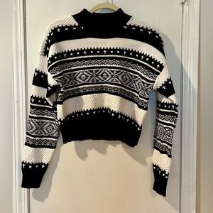 Forever 21 Black and White Patterned Turtleneck Sweater